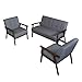 JIASTING Mid Century 1 Loveseat Sofa and 2 Accent Chairs Set Modern Wood Arm Couch and Chair Living Room Furniture Sets (8428 Grey Set)