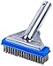 Pooline 5" Pool Brush with 5" Aluminum Back and Handle- Stainless Steel Bristles - Blue Brush Body