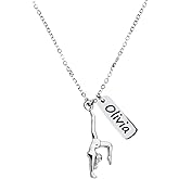 Personalized Engraved Gymnastics Name Charm Necklace, Custom Gymnastics Jewelry - Gymnast Necklace For Gymnast, Gymnastics Accessories
