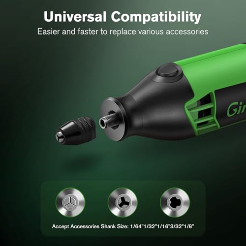 Ginour 200W Rotary Multi Tool Kit 132pcs Includes Keyless Chuck | Flex Shaft, Protective Cover, Auxiliary Handle, For DIY Craft, Engraving, Cutting, Sanding, Polishing, Great for Beginners