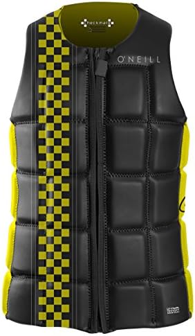 O'Neill Wetsuits Wake Waterski Men's Checkmate Comp Vest, Black/Yellow, Small