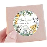 Safari Themed Baby Shower Thank You Gift Tags, Animal Print Design - Large 3 Inch Size (Pack of 20 Stickers)