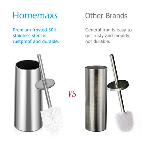 Homemaxs Toilet Brush and Holder,Rust-Resistant and Stainless Steel Round Toilet Bowl Cleaner Brush  - //coolthings.us