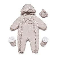 ZPW Newborn Baby Winter Hooded Down Snowsuit with Gloves and Footies Gray