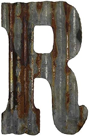 Farmhouse Rustic 12" Wall Decor Corrugated Metal Letter R