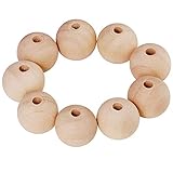 120 Pcs Unfinished Natural Solid Round Wood Spacer Beads Round Ball 1 inch Diameter Wooden Loose Beads Balls for DIY Art & Craft Project and Jewelry Making (120)