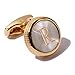 HJ Men's 2PCS Fashion Dazzle Tuxedo Shirts Platinum Plated Cufflinks Initial Letter 2 Color A-Z (Gold R), Small
