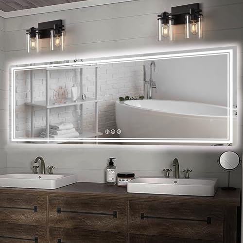 Ratsamee Lighted Bathroom Mirror with 3-Color Dimmable Light
