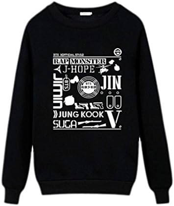 Hit Kpop BTS Bangtan Black Hip Hop Hoodies Sweatshirts (Size L)