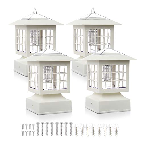 Post Solar Fence Light Solar Deck Light Solar Post Cap Light Solar Patio Light 15 LUMENS KS101X4W fit for 3.7X3.7″ Regular Fence Posts or with Included Adaptor fit for Bigger Flat Surface