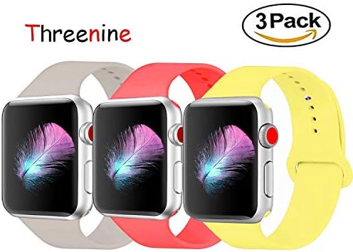 Threenine for Apple Watch Band, Durable Soft Silicone iWatch Strap Replacement Sport Band for Apple Watch Band Series 4 Series 3 Series 2 Series 1 Sport, Edition (Pebble+.., 38mm S/M=40mm S/M)