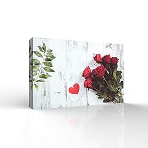 Wooden Background Rose Flower Painting Wall Poster Decor...