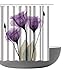 Amagical Lotus Decor Shower Curtain Lotus Flower Pattern Decorative Design Fabric Bathroom Decor Set with Hooks 72 x 72 in (Purple)