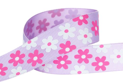 Hip Girl Boutique Flower Printed Grosgrain Ribbon For for Hair Bows, Floral Designs, Gift Wrapping, Sewing and More (5yd 7/8