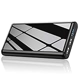portable charger power bank 25800mah feob ultra high capacity portable phone charger with 4 led lights dual output external battery pack for smart phone android phone tablet and more black