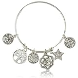 Rurah Charm Bracelet Star Flower Tree of Life Bangle Bracelet Expandable Bangle Bracelet Anniversary Gift for Women