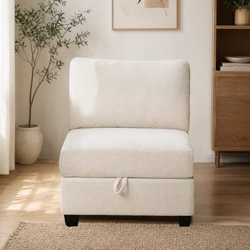 Real Relax 99.6'' Oversized Sectional Sofa, Modular 3 Seater L Shaped Comfy Cloud Couch with Storage Movable Ottoman and Thick Cushion for Apartment Living Room Bedroom, Beige, Chenille