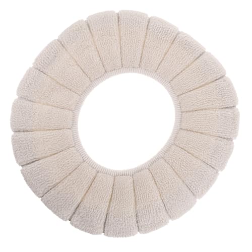 HYTROVE O-shaped Toilet Seat Cover Stretchable Washable Pads Warm Seat Cover Polyester Stylish Easy to Install Random Style