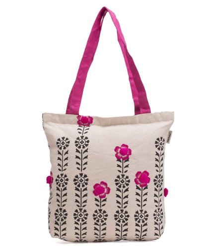 pick pocket Womens Tote Bag (White & Pink) (toblkpkpom8)