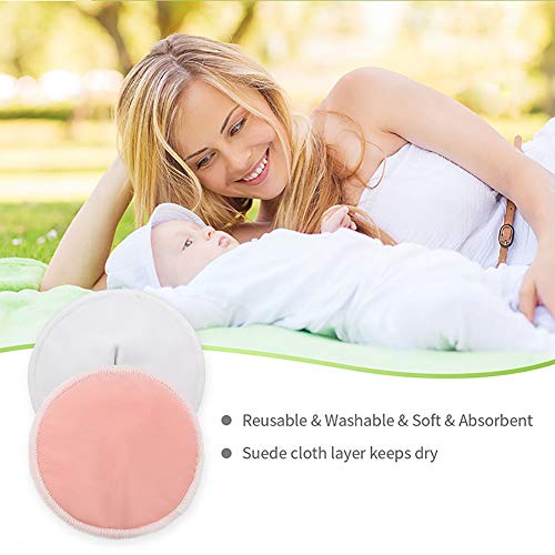 14 Pack Organic Bamboo Nursing Pads with Laundry Bag, Washable Nursing Pads Breast Pads Breastfeeding Pads - Reusable Soft Waterproof Heavy Leakproof Breathable and Hypoallergenic by Egmao Baby