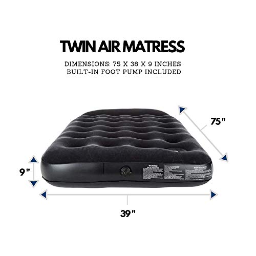 Outbound Twin Air Mattress with Built-in Pillow & Foot Pump | Portable Airbed Blow Up Mattress for Camping | Includes Repair Patch, Twin - Thumbnail 4