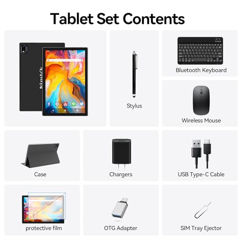 Android 13 Tablet 2025 Latest 10 inch Octa-Core Tableta, 128GB ROM+16GB RAM (8+8 Virtual)+1TB Expand, 5G WiFi Tablets with 13MP+8MP Camera, 8000 mAh Battery, 2 in 1 Tablet with Keyboard, Mouse, Case