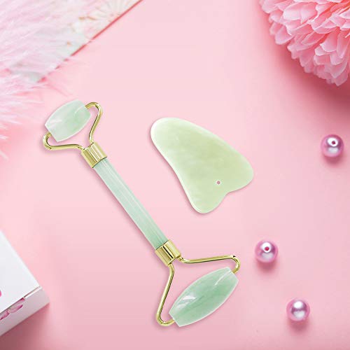 Jade Roller for Face|Gua Sha Scraping Massager Tool|Anti Aging Puffiness Facial Skin Massager Treatment TherapyÂ 