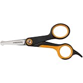 Fiskars Pet Grooming Detailing Scissors for Dogs &amp; Cats, 5.5", Orange/Black | Detailing Scissors with Rounded Tips &amp; SoftGrip Handle, Cat and Dog Supplies