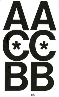 Chartpak 01070 Press-On Vinyl Uppercase Letters, Self Adhesive, Black, 3-Inch h, 50/Pack