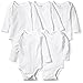 Moon and Back Baby Set of 5 Organic Long-Sleeve Bodysuits, White Cloud, 0-3 Months