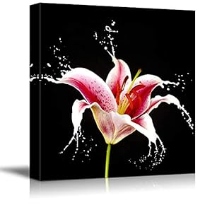 Wall26-Canvas Wall Art-Black Background Flower Theme for Living Room-Giclee Painting Wall Bedroom Living House Decoration Home Art - 12x12 inches