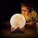 Moon Light - 3D Printing Light - Moon Lamp 3D - Warm and White Touch Control Brightness with USB Charging - Luna Lamp - Moon Decor - Lunar Night Light with Wooden Mount - Moon Gifts 3.9 Inch