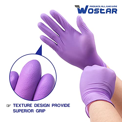 Wostar Nitrile Disposable Gloves Purple Large Gloves 4 Mil Pack of