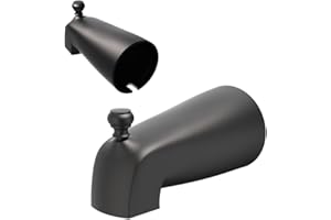 CalcMetal Brass Diverter Tub Spout with 4 in 1 Adapter, Universal fit 1/2" Copper Slip, 1/2" Iron Pipe(Long and Short stub Out), and 3/4" Iron Pipe Connections, Easy Installation, Matte Black