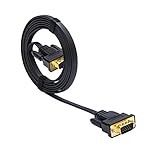 DTECH 6ft Ultra Thin Flat Type Computer Monitor VGA Cable Standard 15 Pin Male to Male Connector SVGA Wire 6 Feet - Black