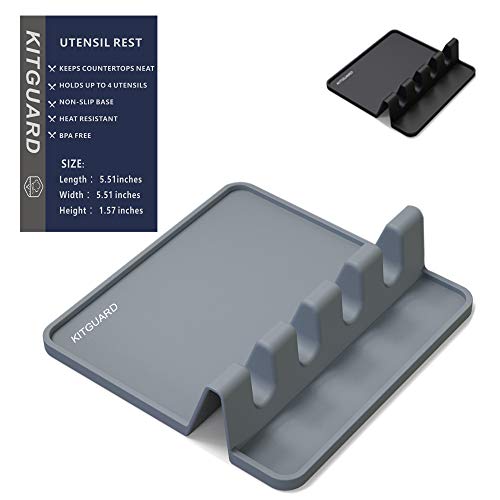 Spoon Rest Gray,Silicon Spoon Rest Mat,Stove Spoon Rest,Utensil Spoon Rest,Silicon Spoon Rest, Kitchen Utensil Rest,Silicone Spoon Rest-by KITGUARD