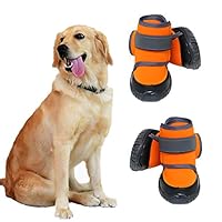 Zeraty Dog Shoes Waterproof Dog Boots Snow Dog Booties for Large Dogs Paw Protection with Anti-Slip Sole,Dog Snow Socks (Orange 4PCS)