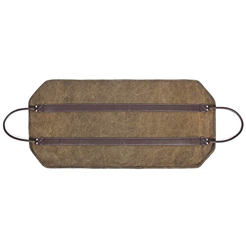 Nrpfell Outdoor Leather Tote Camping Carry Bag Canvas Firewood Carrier Log Storage Bag Package Handles Bag Firewood Bag Home Kitchen Supplies