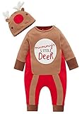 Baby 2 Piece set Long Sleeve Romper Reindeer Christmas Clothes with Hat