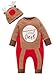 Baby 2 Piece set Long Sleeve Romper Reindeer Christmas Clothes with Hat