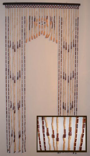 Natural bamboo & wood beaded curtain, 35.25" w…