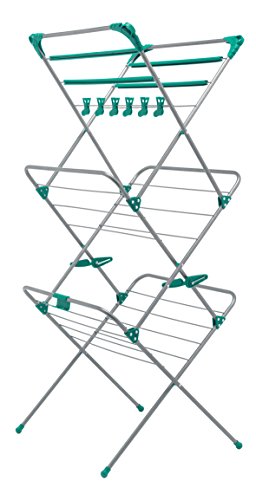 Addis 514445 Deluxe 3 Tier Airer, Metallic Aqua, 14 metres