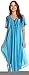 Sakkas 17604 - Myani Two Tone Embroidered Sheer Cap Sleeve Caftan Long Dress | Cover Up - Turq - OS