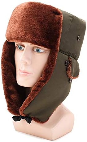 DAMENGXIANG Mens Pilot Hat Winter Windproof Trapper Hat With Cold Protection Thicken Warm Ski Cap Ushanka Cold War Hat