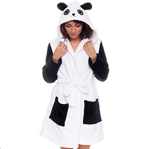 Women's Animal Hooded Robe - Plush Short Panda Bathrobe by Silver Lilly