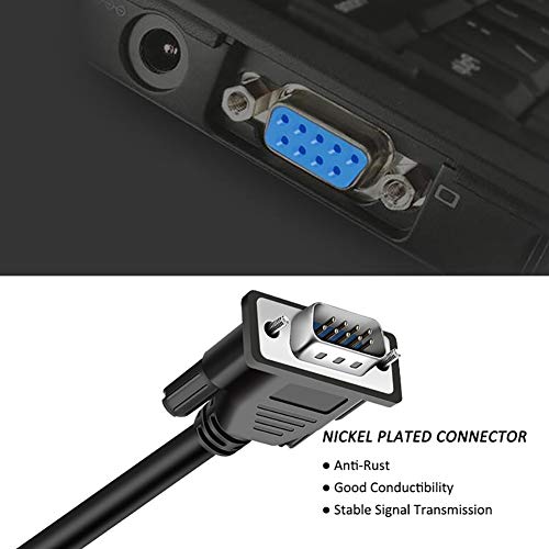 JANSANE DB9 Cable Male to Female Extension Straight Through 3M 10 Foot 9 Pin Serial RS232 Cable M/F Black 2 Pack - Thumbnail 5