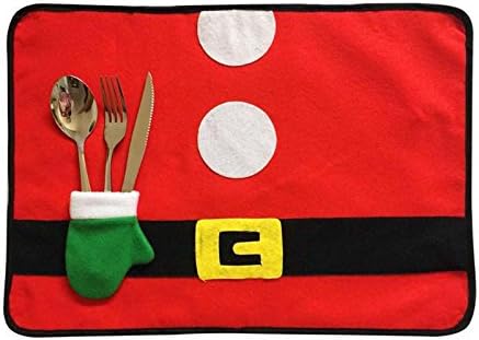 Skuleer(TM) 1PC Santa Claus Costume Table Mat Pattern Dinner Party Knife Fork Place Mat Christmas Decoration for Home New Year's Products [1]