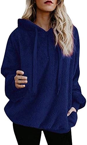 On Sale! Winter Warm Coat Oversize,Vanvler [Womens Hooded Hoodies Pullover Sweatshirt] Jumper Tops Fluffy Outwear New Clearance (5XL, Blue)