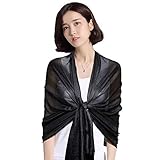 QBSM Womens Black Sheer Large Soft Bridal Formal Evening Scarf Shawls Wraps Summer Cover Up Mother's Day Gift