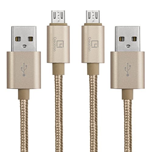 C4 Braided Micro USB Cables [2-Pack 6ft ] Micro USB Cable Charging and Data Transfer for Android, Samsung, HTC, Nokia, Sony and More (Gold)